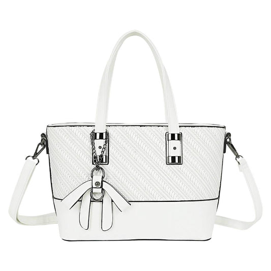 Sac Cabas à Imprimé Graphique Bi-Matière La Discrète Audace Blanc