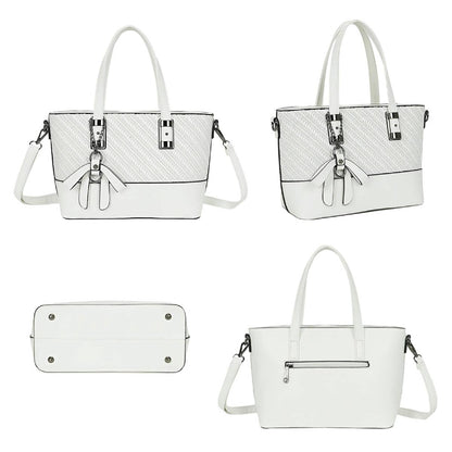 Sac Cabas à Imprimé Graphique Bi-Matière La Discrète Audace Blanc