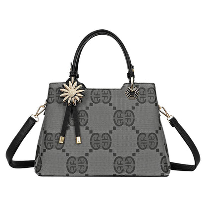 Sac à Main Motif Monogramme et Marguerite Dallas Noir