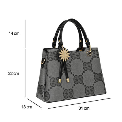 Sac à Main Motif Monogramme et Marguerite Dallas Noir