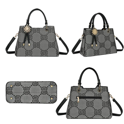 Sac à Main Motif Monogramme et Marguerite Dallas Noir