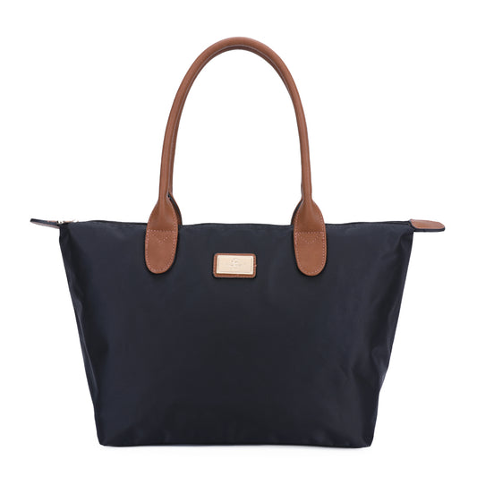 Sac Shopper Maxi en Tissu Lisse Montana Noir