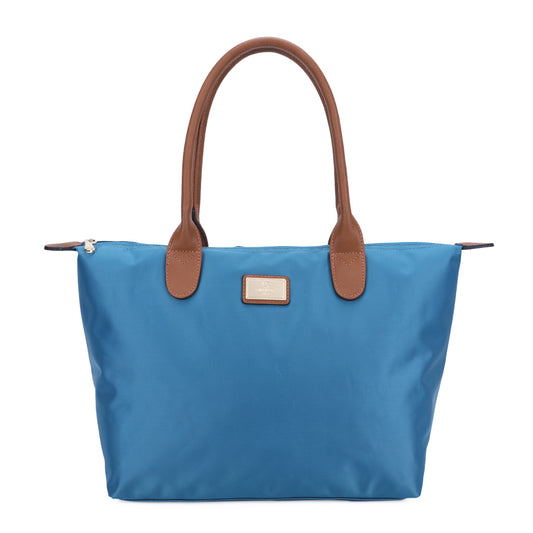 Sac Shopper Maxi en Tissu Lisse Montana Bleu