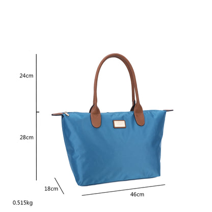Sac Shopper Maxi en Tissu Lisse Montana Bleu