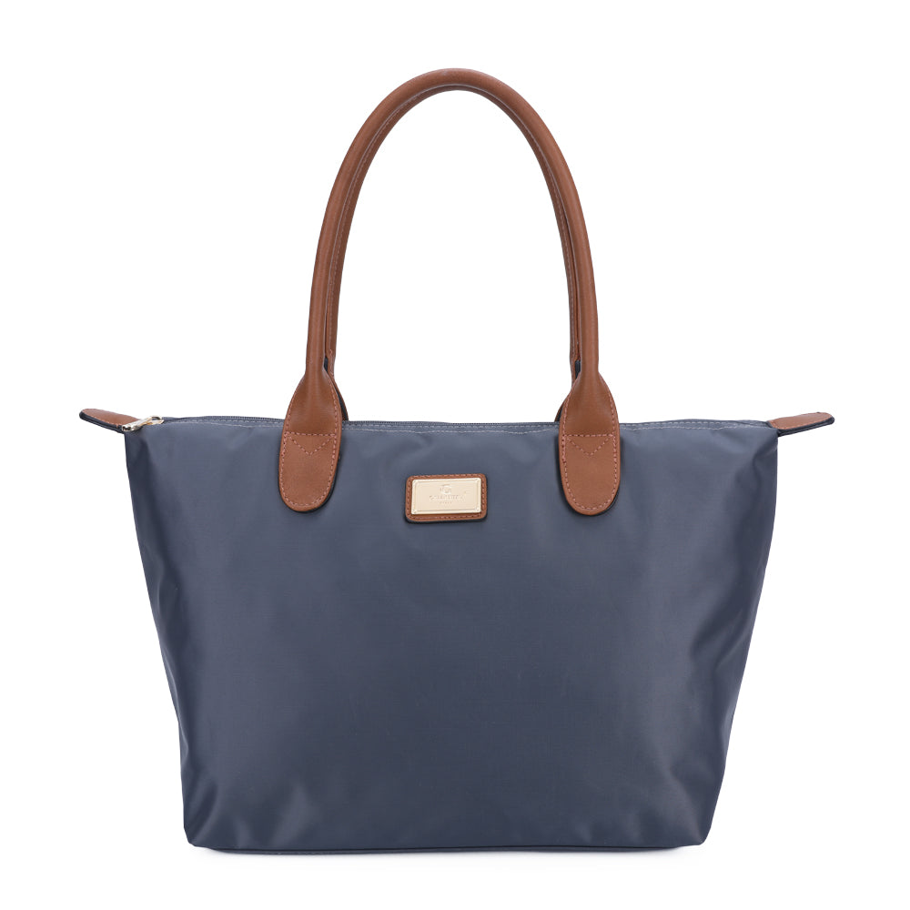 Sac Shopper Maxi en Tissu Lisse Montana Gris Foncé