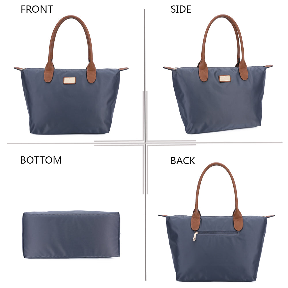 Sac Shopper Maxi en Tissu Lisse Montana Gris Foncé