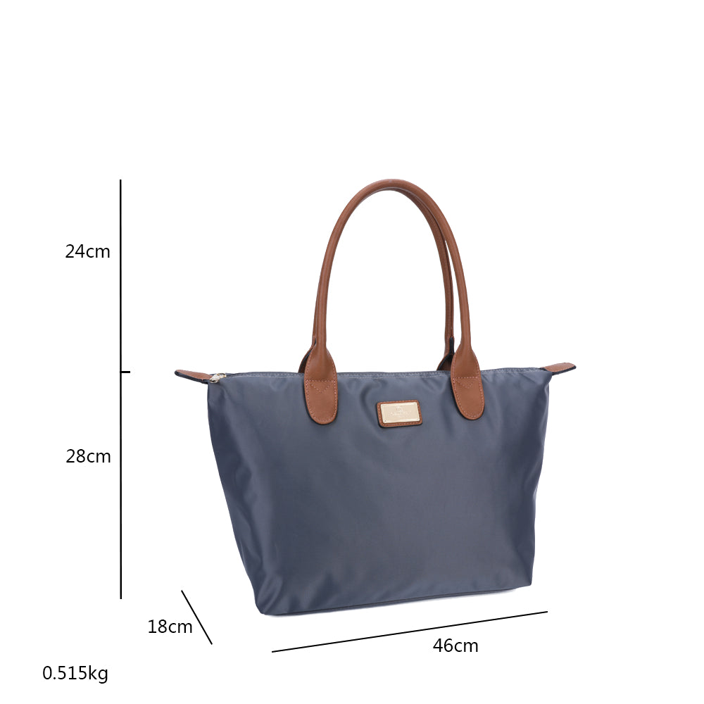 Sac Shopper Maxi en Tissu Lisse Montana Gris Foncé