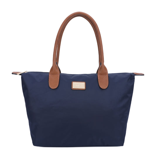 Sac Shopper Maxi en Tissu Lisse Montana Bleu Nuit