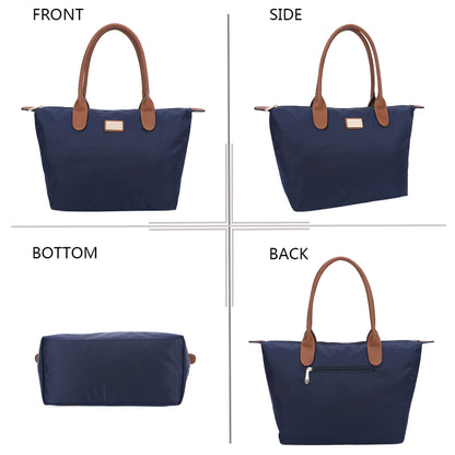 Sac Shopper Maxi en Tissu Lisse Montana Bleu Nuit