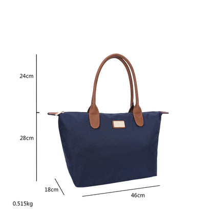 Sac Shopper Maxi en Tissu Lisse Montana Bleu Nuit