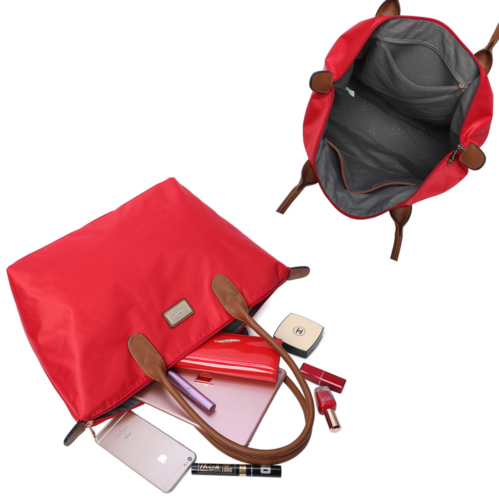 Sac Shopper Maxi en Tissu Lisse Montana Rouge