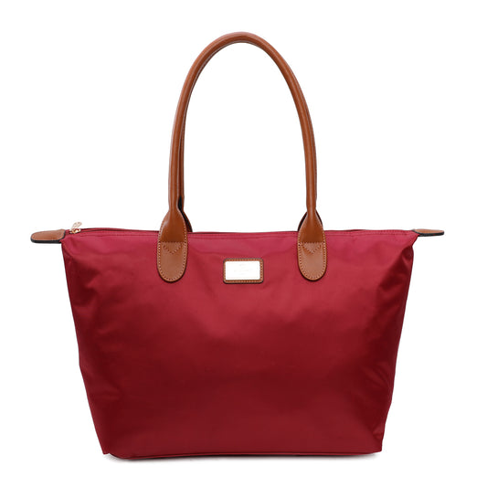 Sac Shopper Maxi en Tissu Lisse Montana Bordeaux
