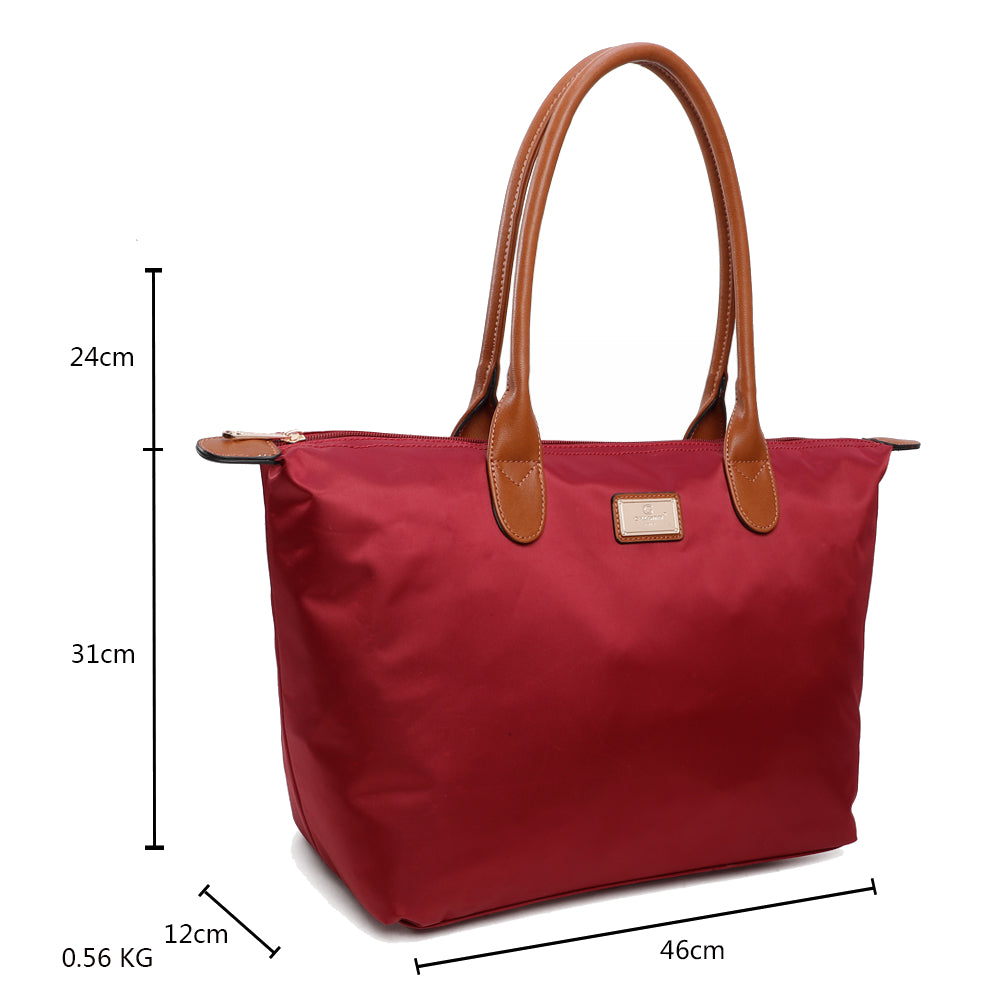 Sac Shopper Maxi en Tissu Lisse Montana Bordeaux