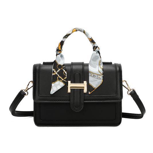 Sac à Main à Poignée et Foulard L’Écho Noir
