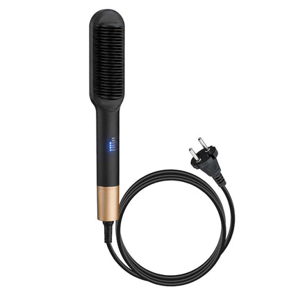 Brosse Chauffante Lissante AULYS Anti-Brûlure Noir et Doré avec 5 Réglages