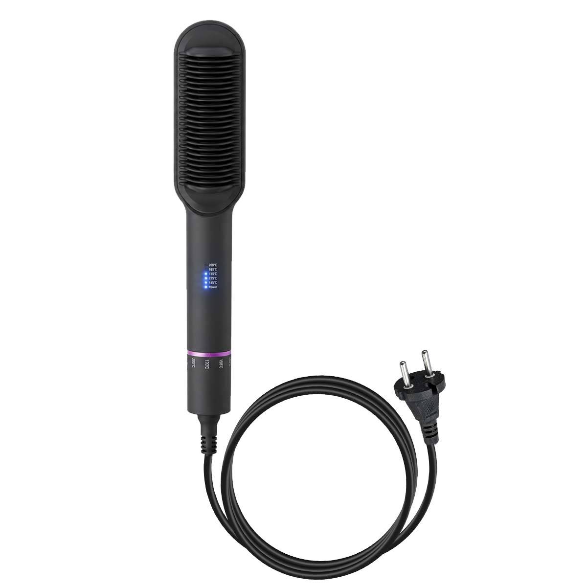 Brosse Chauffante Lissante AULYS Anti-Brûlure Noir et Violet avec 5 Réglages