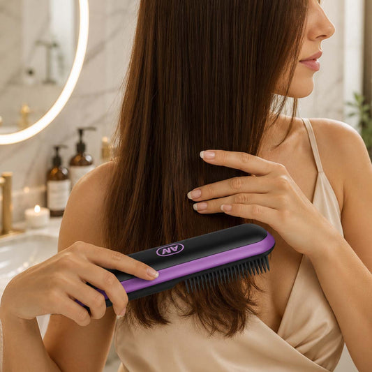 Brosse Lissante Sans Fil AULYS 3 en 1 Violet avec Température Réglable