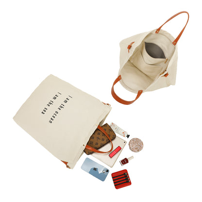 Sac Cabas Seabag Caprina en Tissu Denim Beige