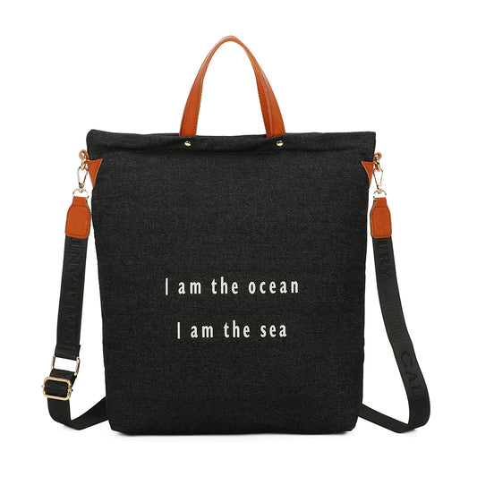 Sac Cabas Seabag Caprina en Tissu Denim Noir