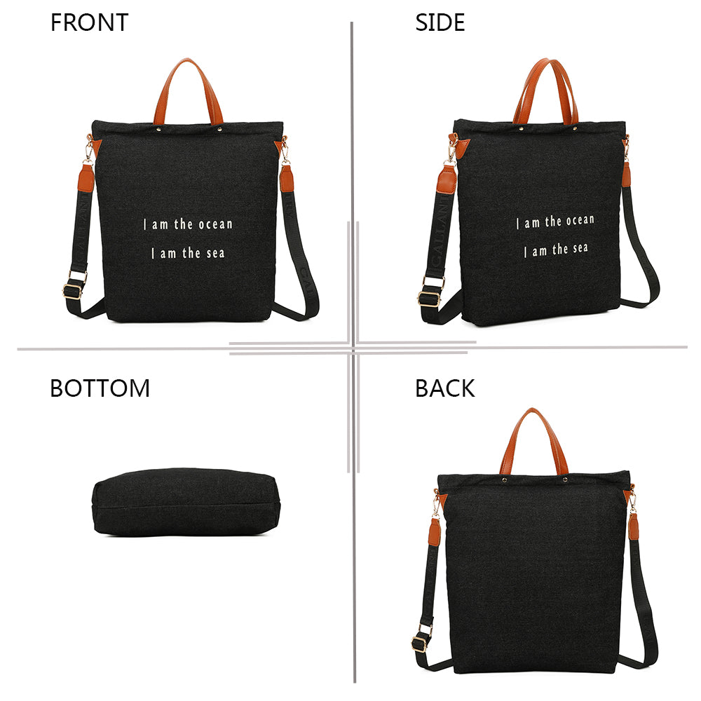 Sac Cabas Seabag Caprina en Tissu Denim Noir