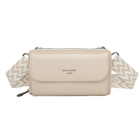 Sac Portefeuille Bandoulière en Cuir Salomé Beige