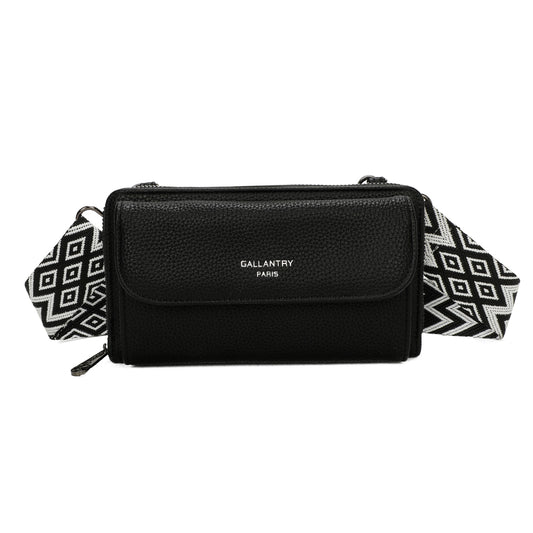 Sac Portefeuille Bandoulière en Cuir Salomé Noir
