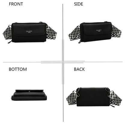 Sac Portefeuille Bandoulière en Cuir Salomé Noir