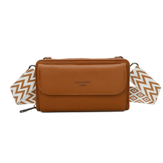 Sac Portefeuille Bandoulière en Cuir Salomé Marron