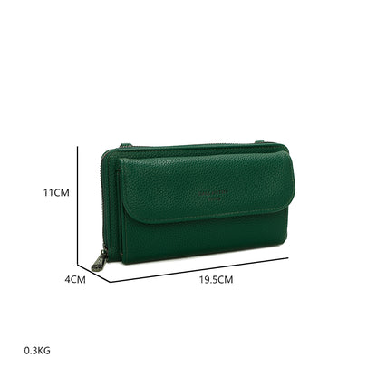 Sac Portefeuille Bandoulière en Cuir Alizée Vert Foncé