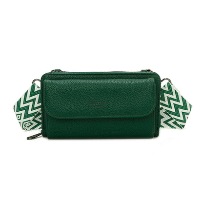 Sac Portefeuille Bandoulière en Cuir Alizée Vert Foncé