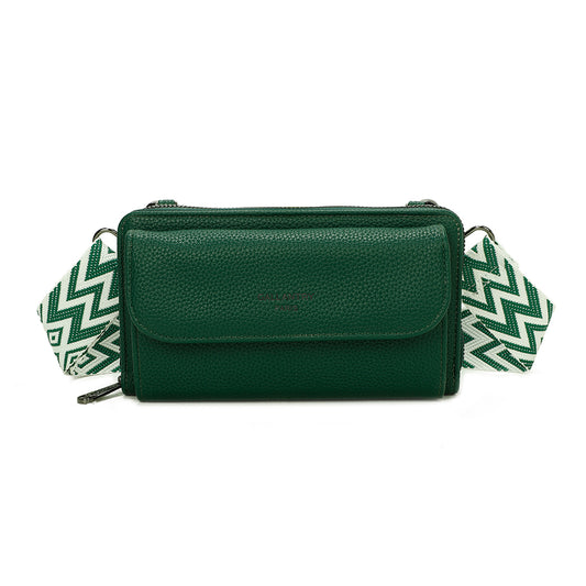Sac Portefeuille Bandoulière en Cuir Alizée Vert Foncé