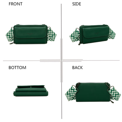 Sac Portefeuille Bandoulière en Cuir Alizée Vert Foncé