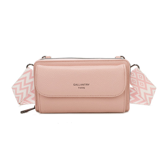 Sac Portefeuille Bandoulière en Cuir Alizée Rose