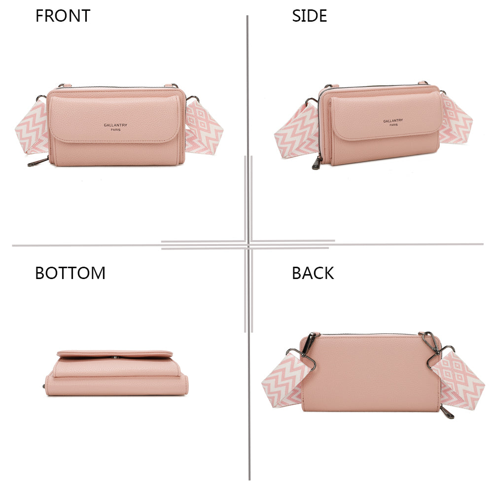 Sac Portefeuille Bandoulière en Cuir Alizée Rose
