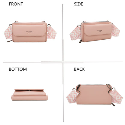 Sac Portefeuille Bandoulière en Cuir Alizée Rose