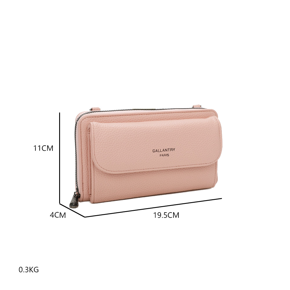 Sac Portefeuille Bandoulière en Cuir Alizée Rose