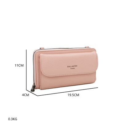 Sac Portefeuille Bandoulière en Cuir Alizée Rose