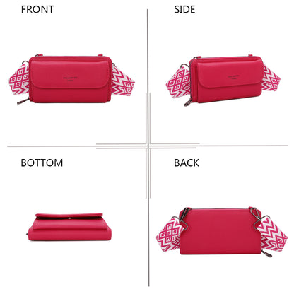 Sac Portefeuille Bandoulière en Cuir Alizée Fuchsia