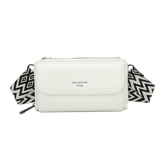 Sac Portefeuille Bandoulière en Cuir Alizée Blanc