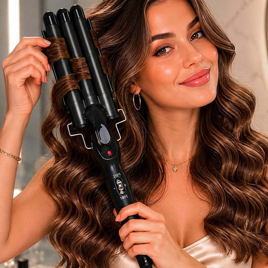Boucleur Triple Waver Doré avec Chauffage PTC Rapide