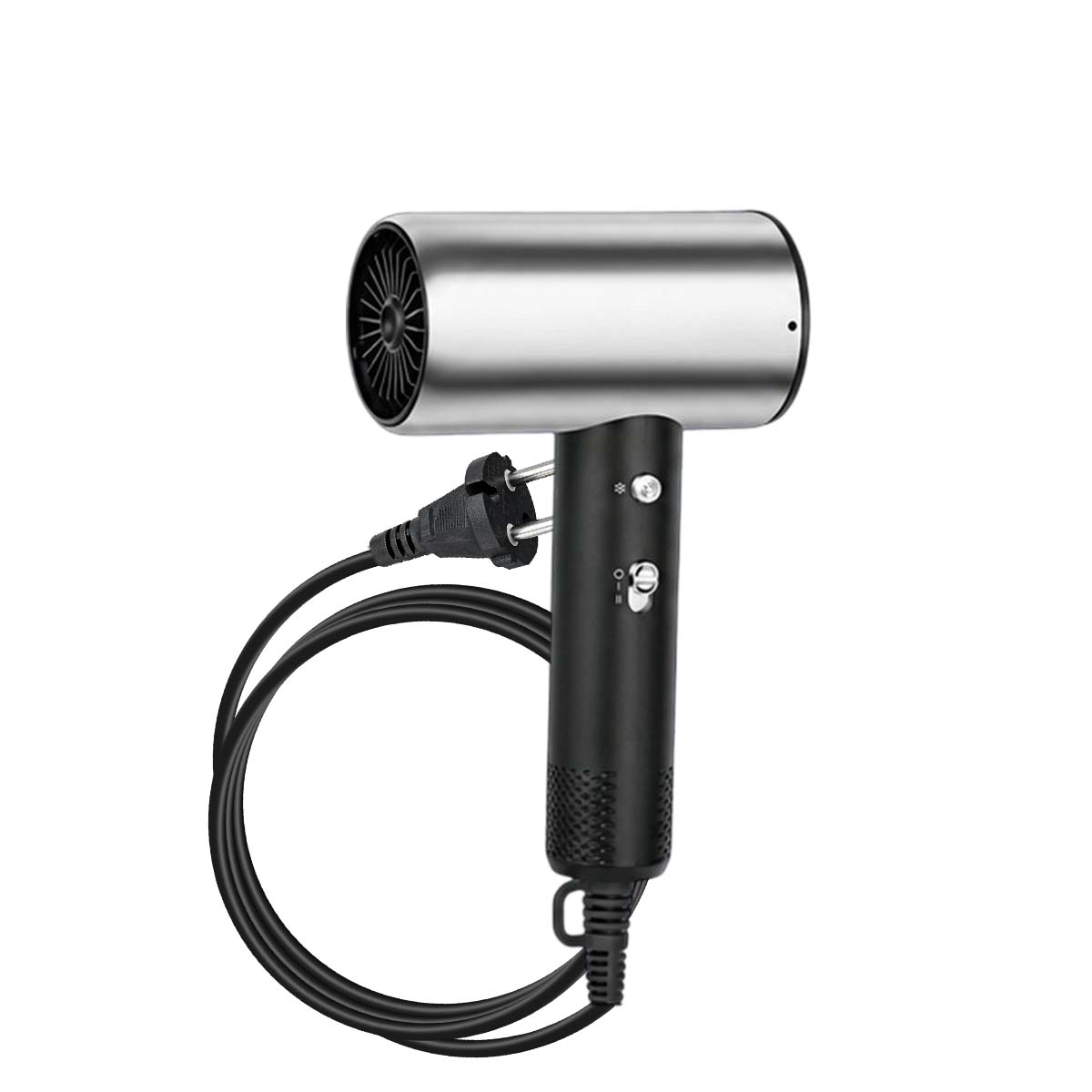 Sèche-cheveux Compact Argenté Noir avec Multi-Ventilation