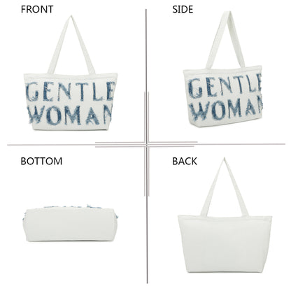 Sac à Main Cabas GENTLE WOMAN en Denim Blanc