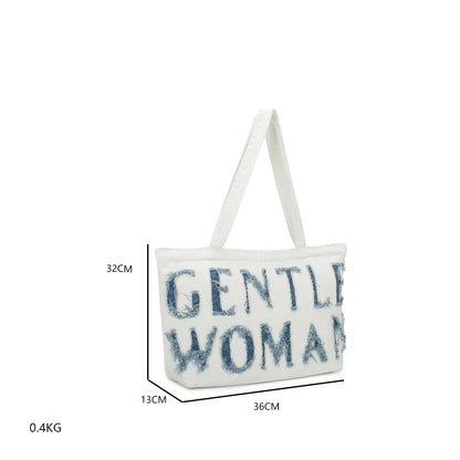 Sac à Main Cabas GENTLE WOMAN en Denim Blanc
