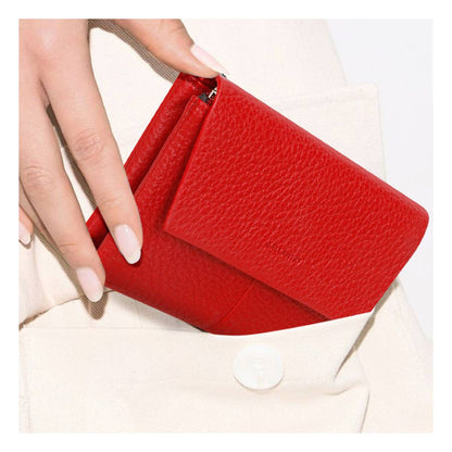 Portefeuille à Rabat Texturé Le Versatile Rouge