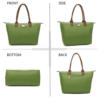 Sac à Main Shopper Maxi en Tissu Lisse Flanéria Violet Foncé
