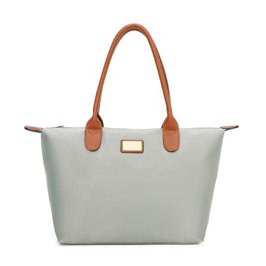 Sac à Main Shopper Maxi en Tissu Lisse Flanéria Gris Clair