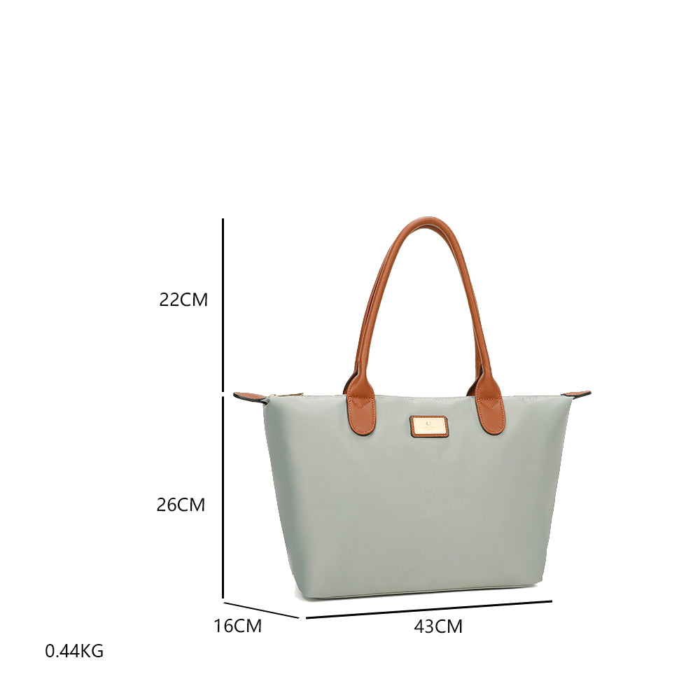 Sac à Main Shopper Maxi en Tissu Lisse Flanéria Gris Clair