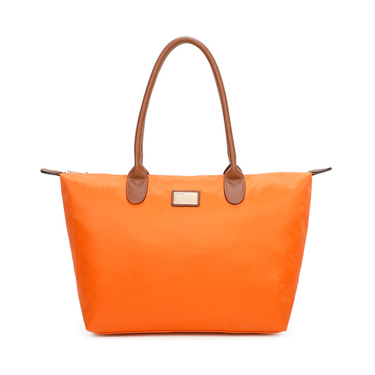 Sac à Main Shopper Maxi en Tissu Lisse Flanéria Orange