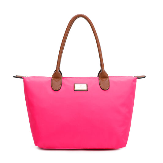 Sac à Main Shopper Maxi en Tissu Lisse Flanéria Fuchsia