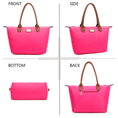 Sac à Main Shopper Maxi en Tissu Lisse Flanéria Fuchsia
